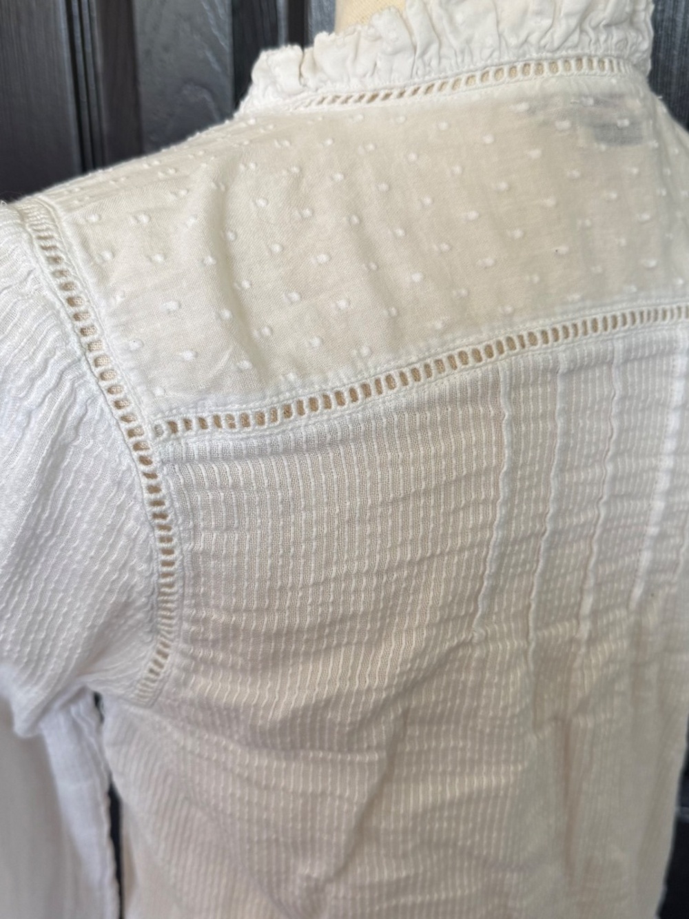 Faherty Willa Top Organic cotton white bohemian peasant blouse - Picture 11 of 14